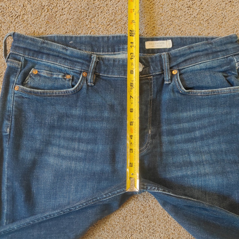 AllSaints Jeans Mens 34 Blue Rex Slim Fit Stretch Denim 5 Pocket Mid Wash ME069W - Picture 13 of 13